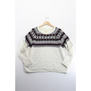 H&M wool fair isle pullover retro sweater womens large nordic cabincore holiday